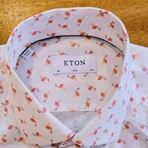 ETON Flamingo Collared Shirt Size 40 15 3/4 Slim Fit